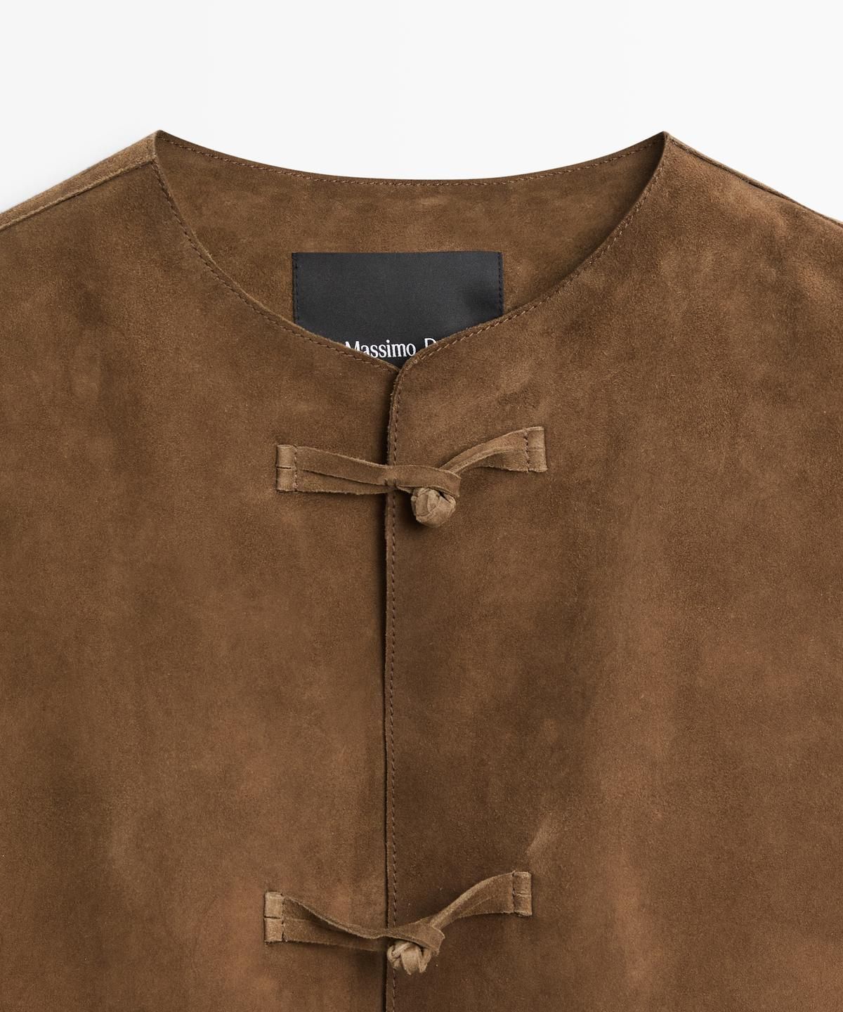 마시모두띠(MASSIMO DUTTI) 스웨이드 레더 스탠드 칼라 자켓
