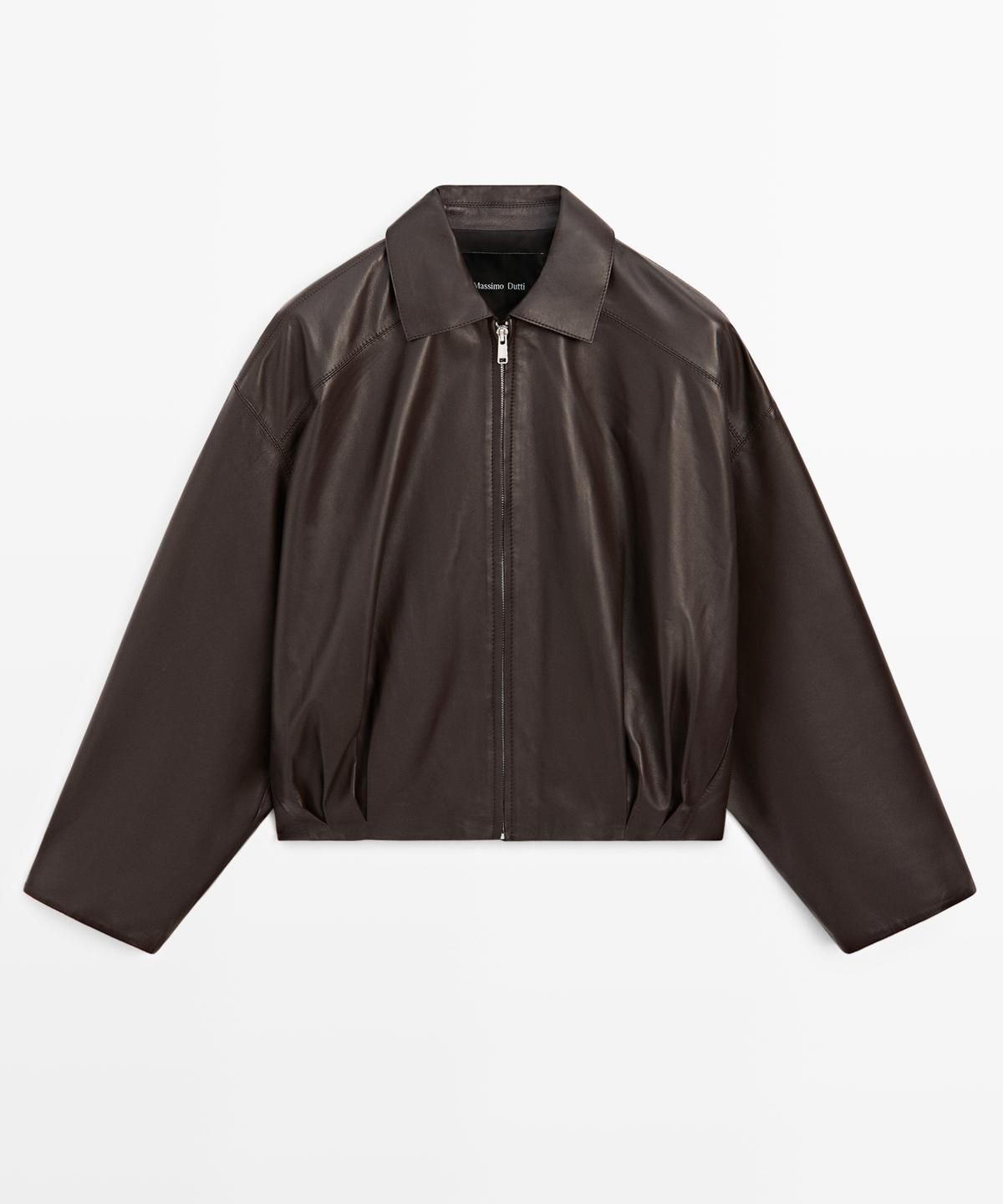 마시모두띠(MASSIMO DUTTI) 플리츠 나파 가죽 재킷