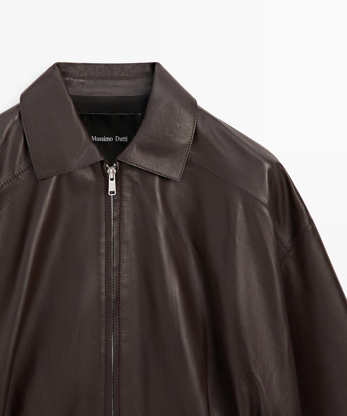 마시모두띠(MASSIMO DUTTI) 플리츠 나파 가죽 재킷