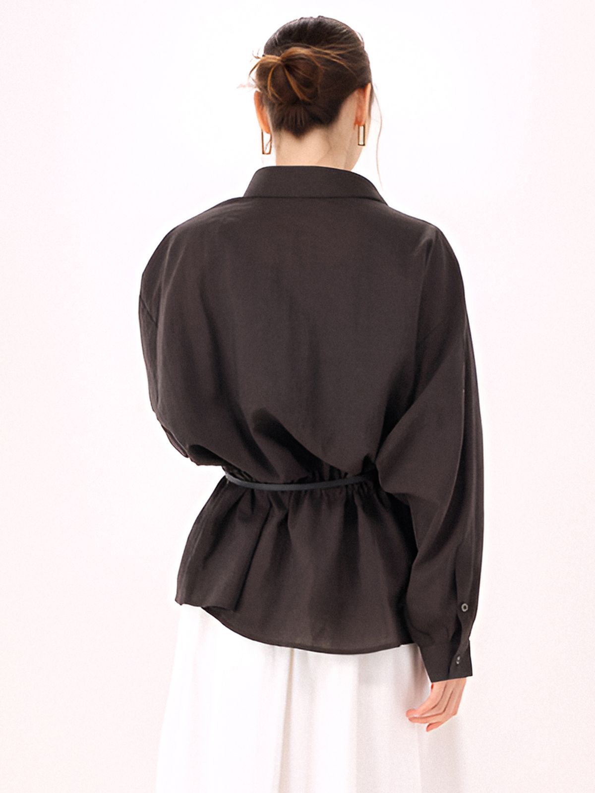 아쿠드(ACUD) Sheer String Shirt _Brown
