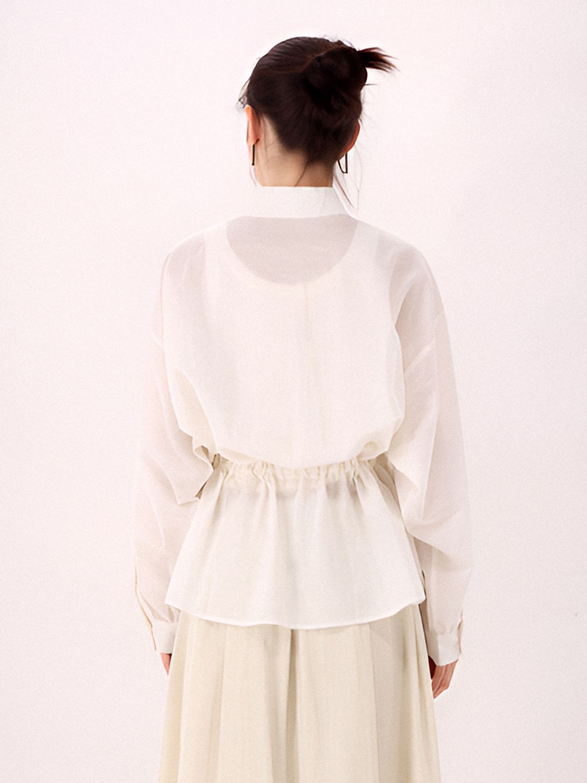 아쿠드(ACUD) Sheer String Shirt _Ivory