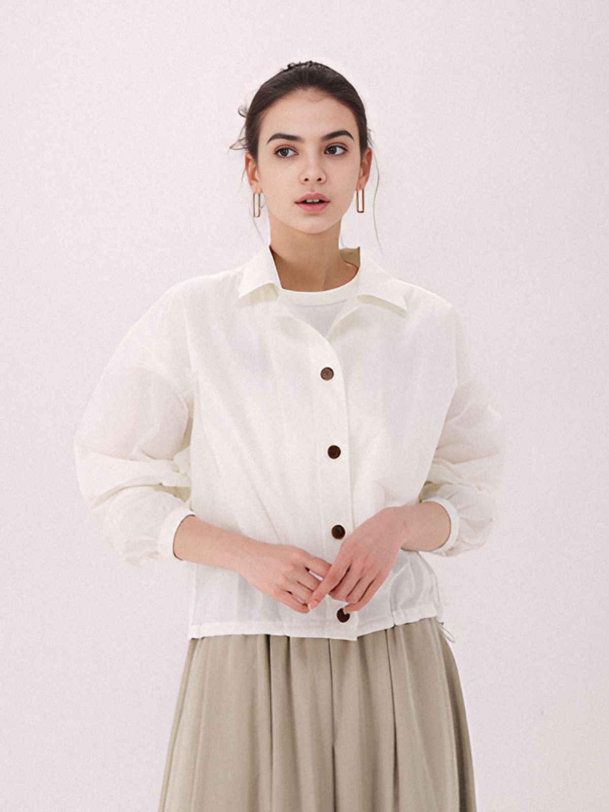 아쿠드(ACUD) Crispy Cropped Shirt _White