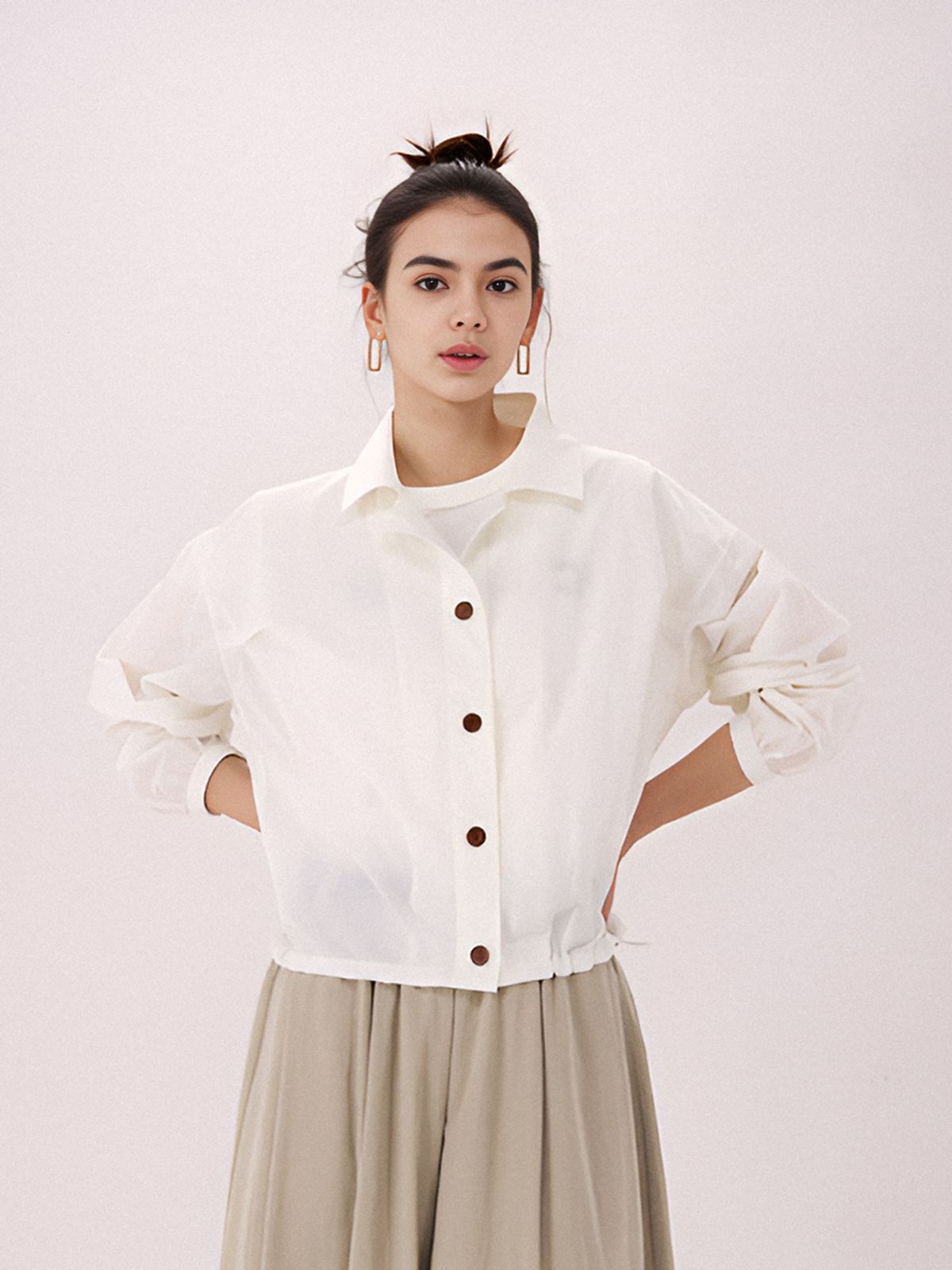 아쿠드(ACUD) Crispy Cropped Shirt _White