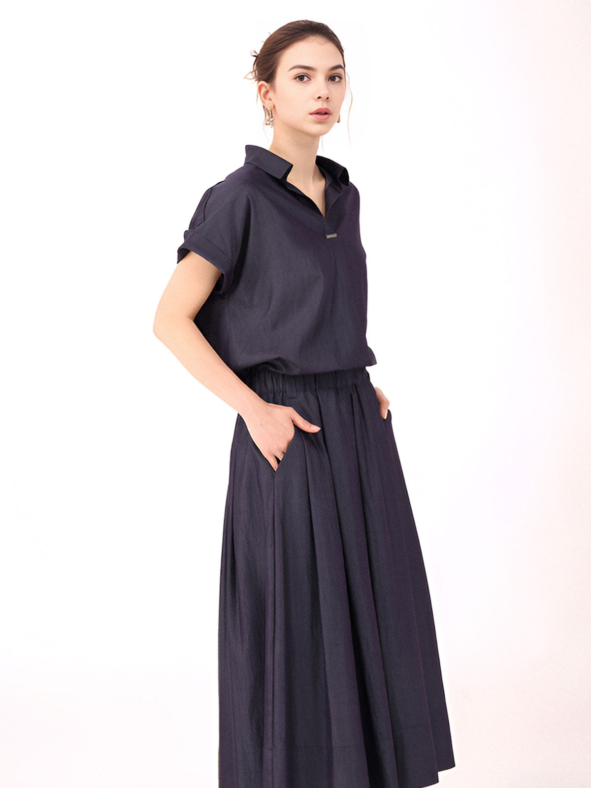 아쿠드(ACUD) Half Sleeve Glossy Set-up _Denim