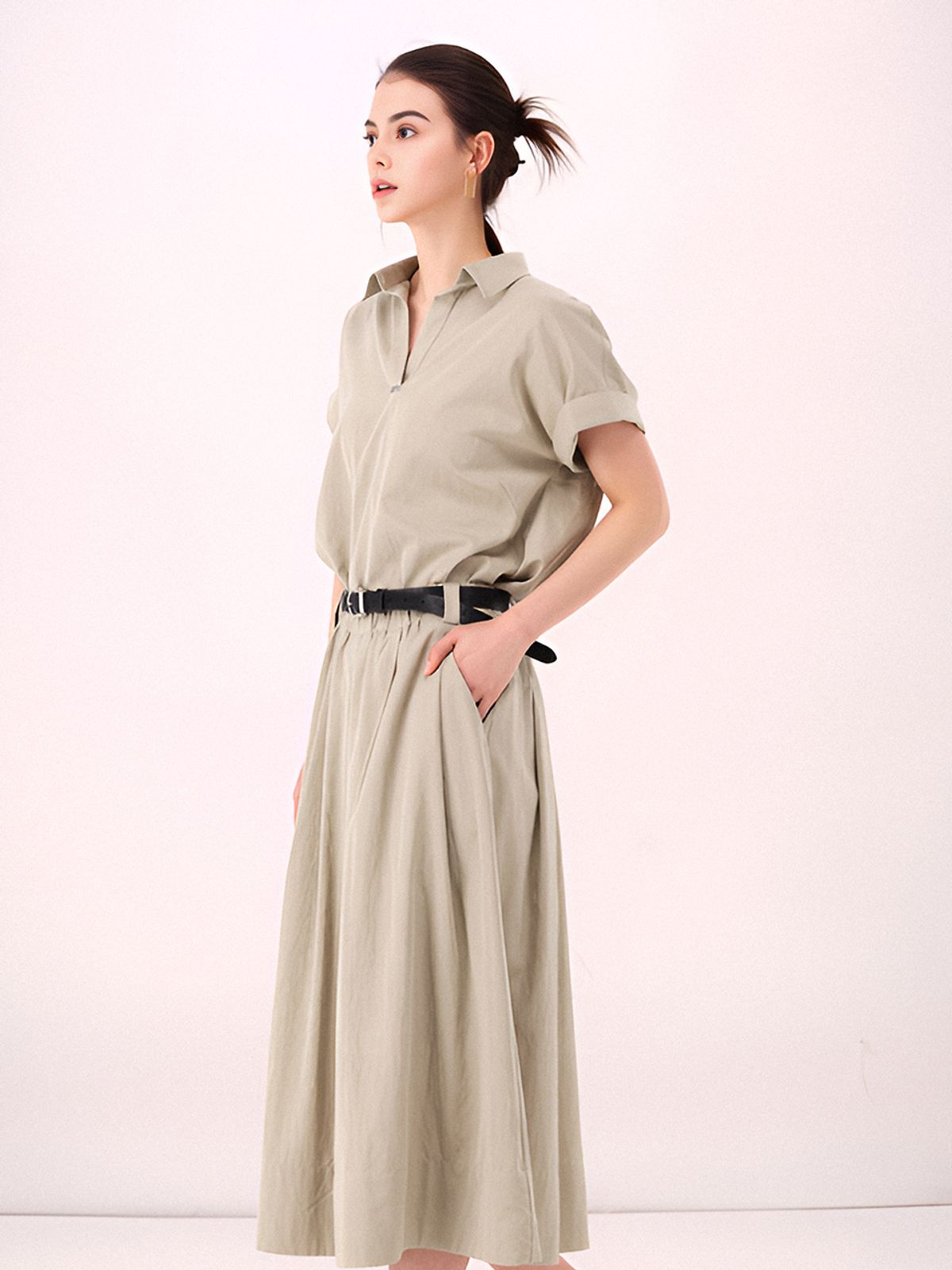 아쿠드(ACUD) Half Sleeve Glossy Set-up _Beige