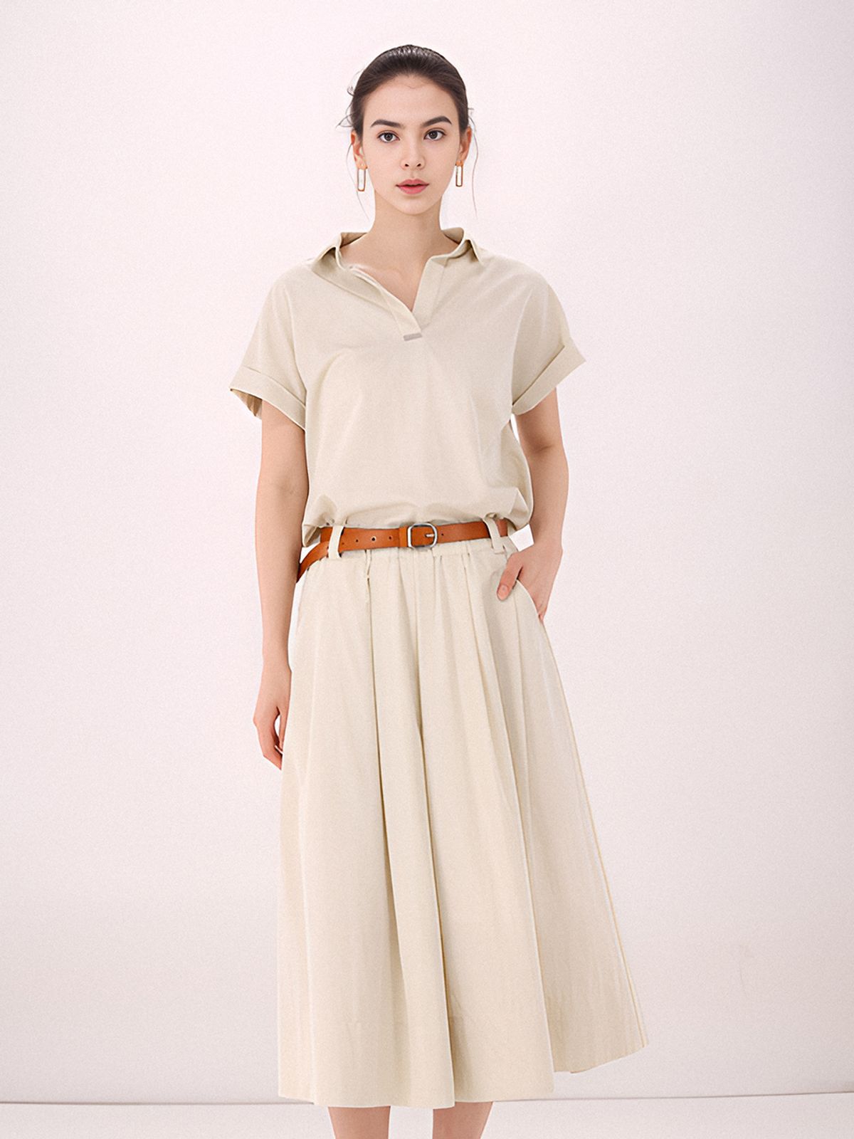 아쿠드(ACUD) Half Sleeve Glossy Set-up _L.Beige