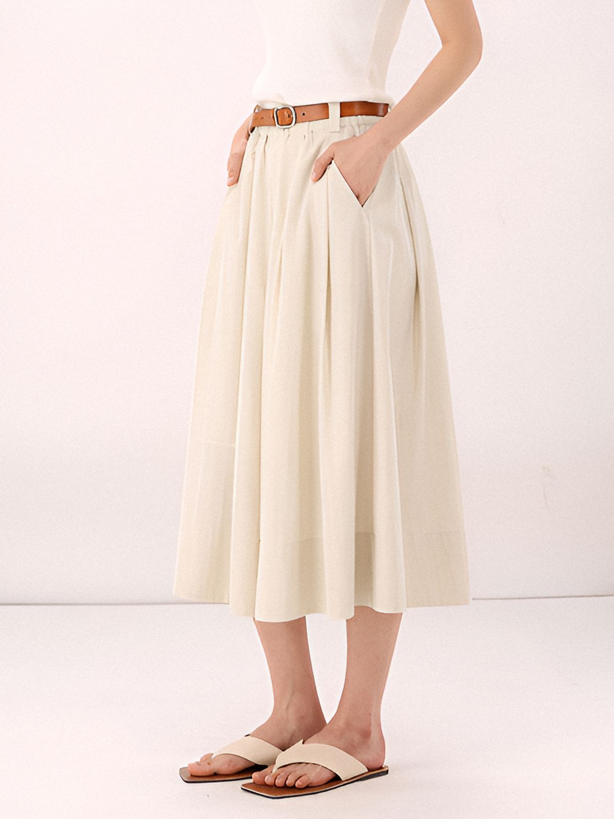 아쿠드(ACUD) Barrel Volume Skirt _L.Beige