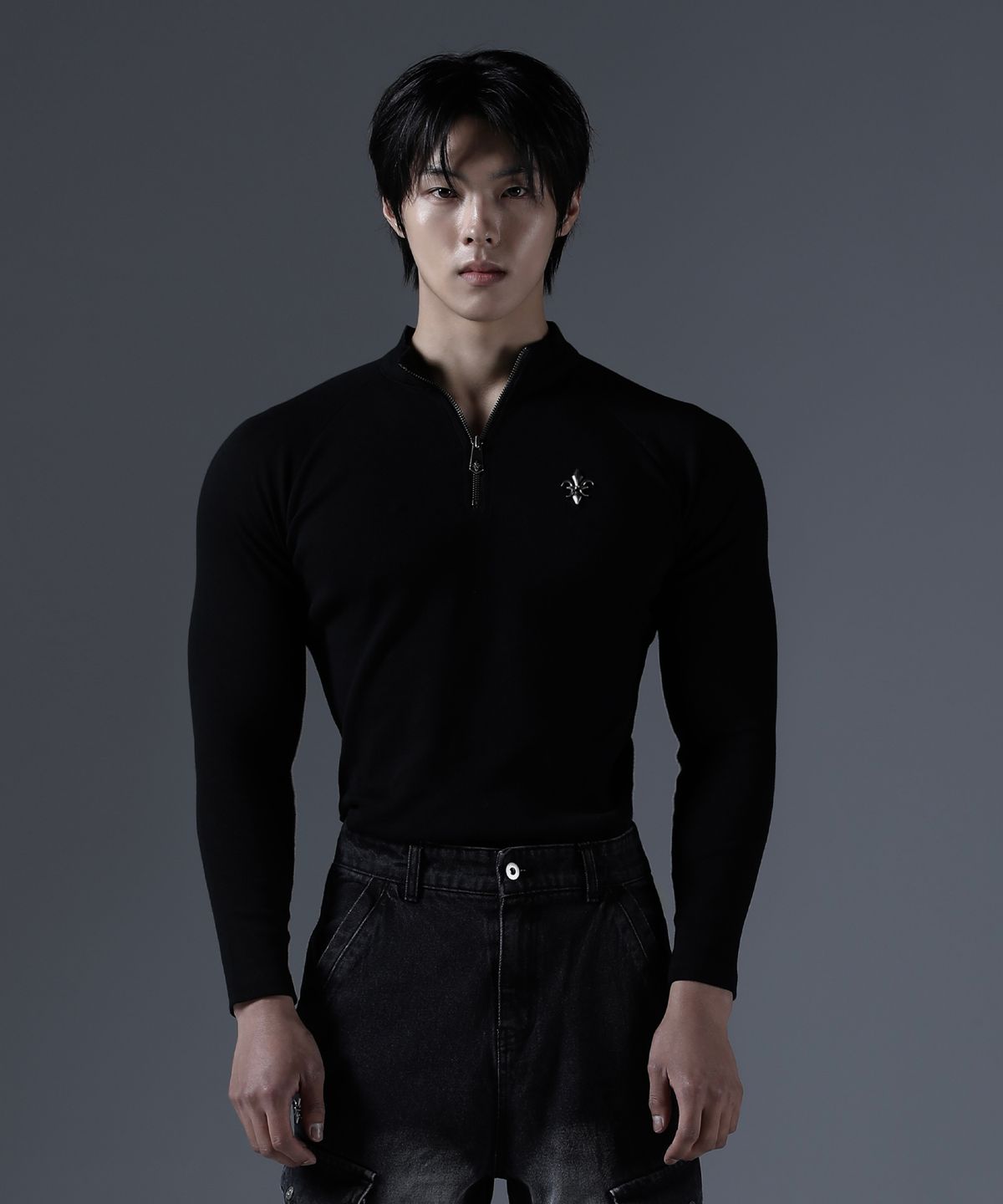 카미드(CARMID) 엔틱 반집업 긴팔 [블랙]