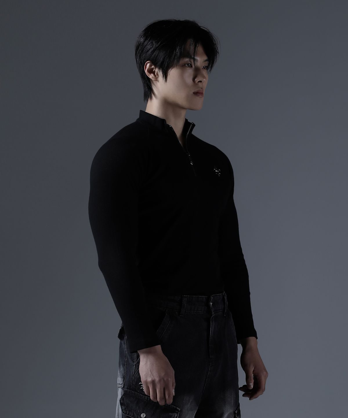 카미드(CARMID) 엔틱 반집업 긴팔 [블랙]