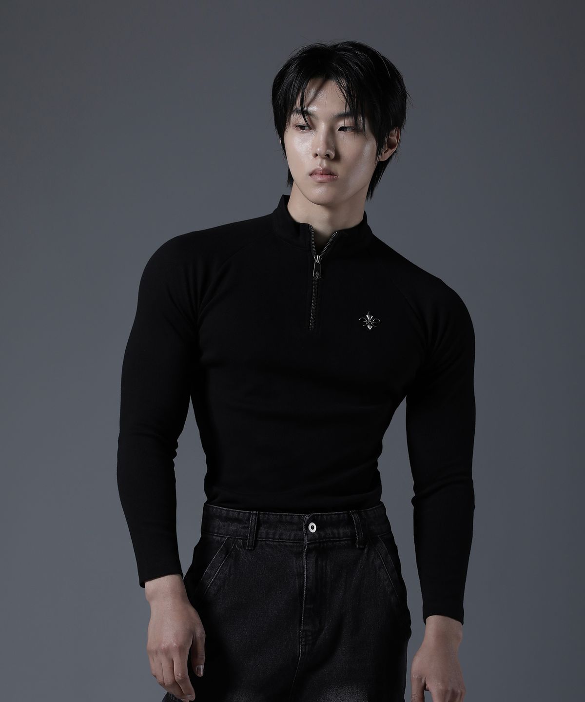 카미드(CARMID) 엔틱 반집업 긴팔 [블랙]