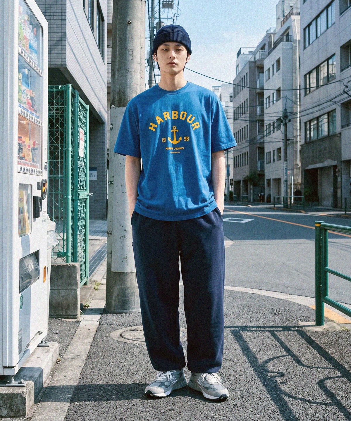 모더먼트(MODERMENT) 노멀오버핏 하버 반팔 티셔츠 [블루]