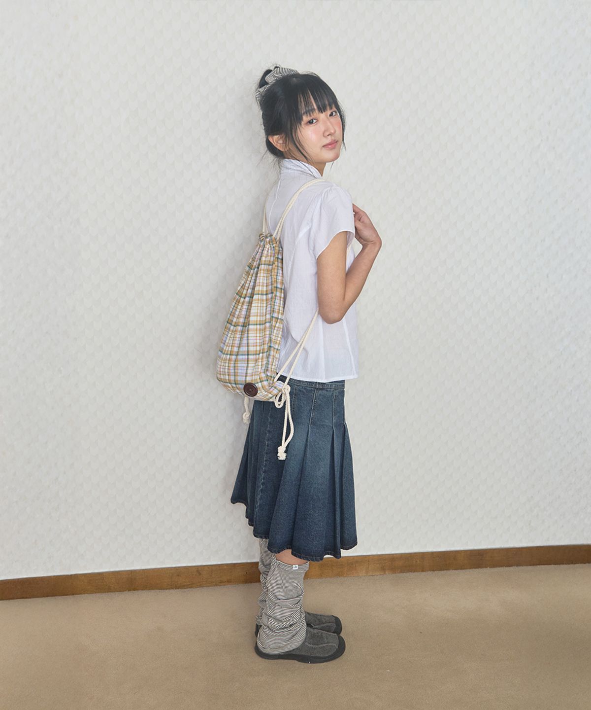 키이비(KIIBI) cozy stripe leg warmer brown