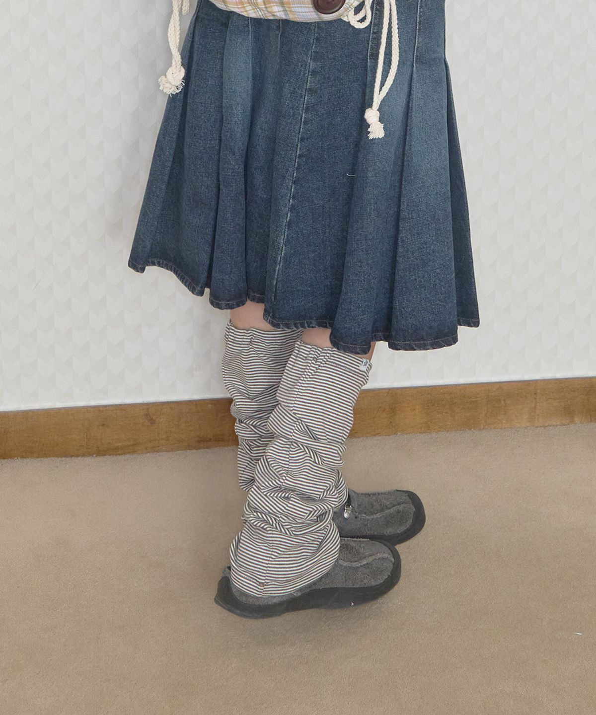 키이비(KIIBI) cozy stripe leg warmer brown