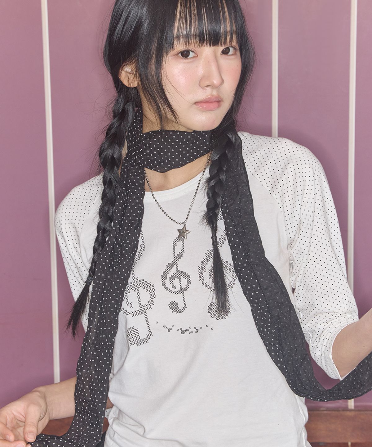 키이비(KIIBI) vintage dot scarf black