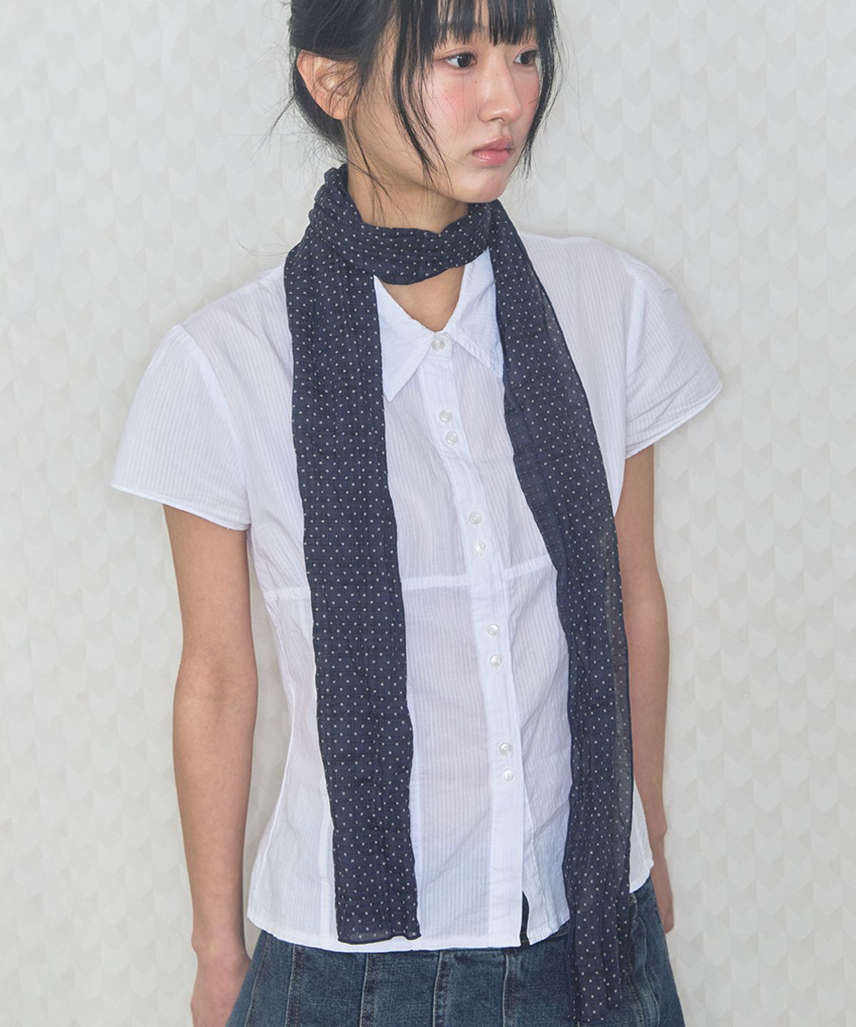 키이비(KIIBI) vintage dot scarf navy