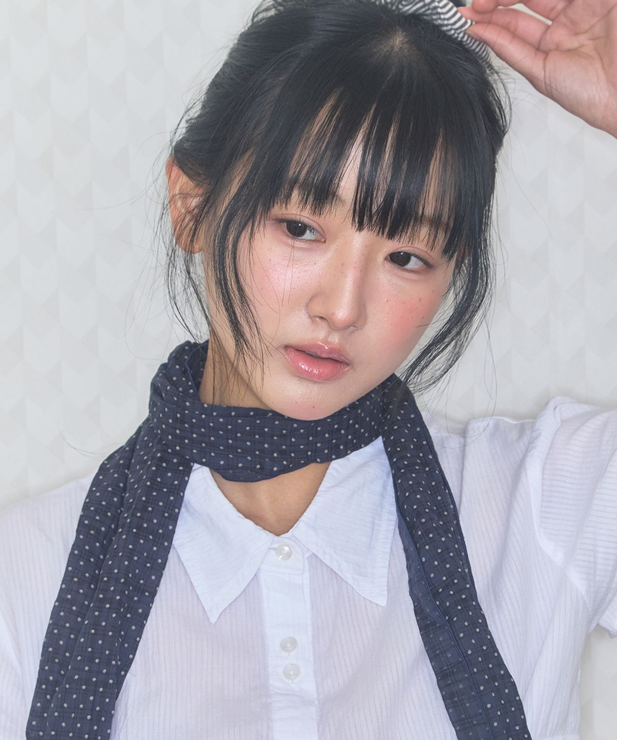 키이비(KIIBI) vintage dot scarf navy
