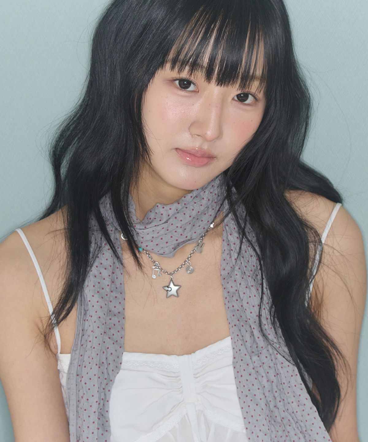 키이비(KIIBI) vintage dot scarf grey