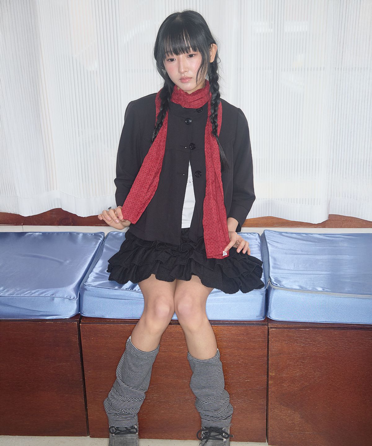 키이비(KIIBI) vintage dot scarf red