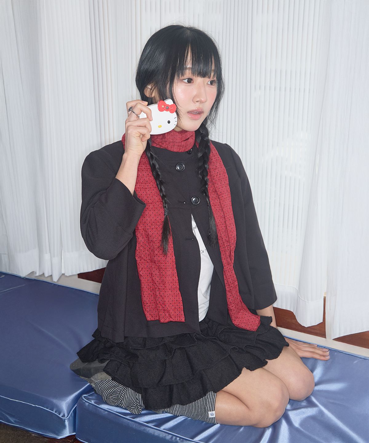 키이비(KIIBI) vintage dot scarf red