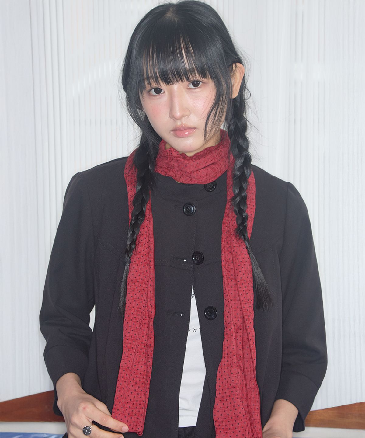 키이비(KIIBI) vintage dot scarf red