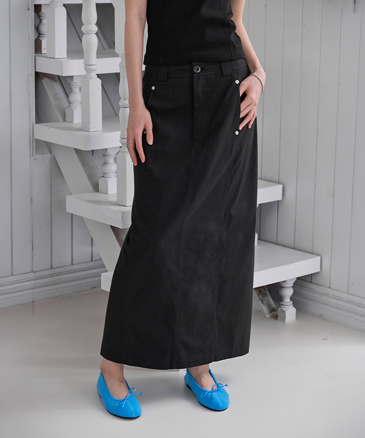 런던다다(LONDONDADA) Classic Panel Maxi Skirt, 2colors
