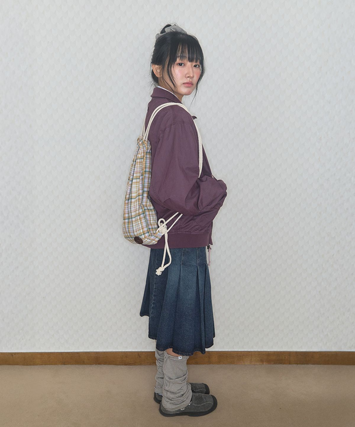 키이비(KIIBI) check pattern gym sack yellow