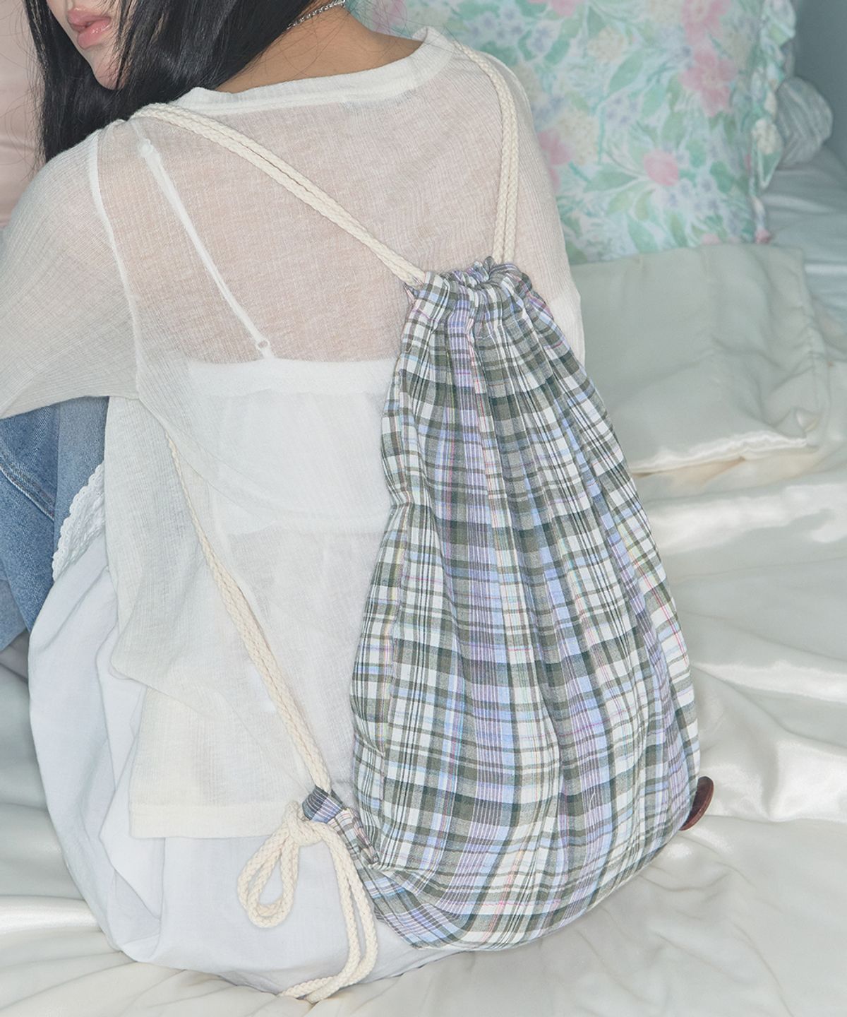 키이비(KIIBI) check pattern gym sack purple