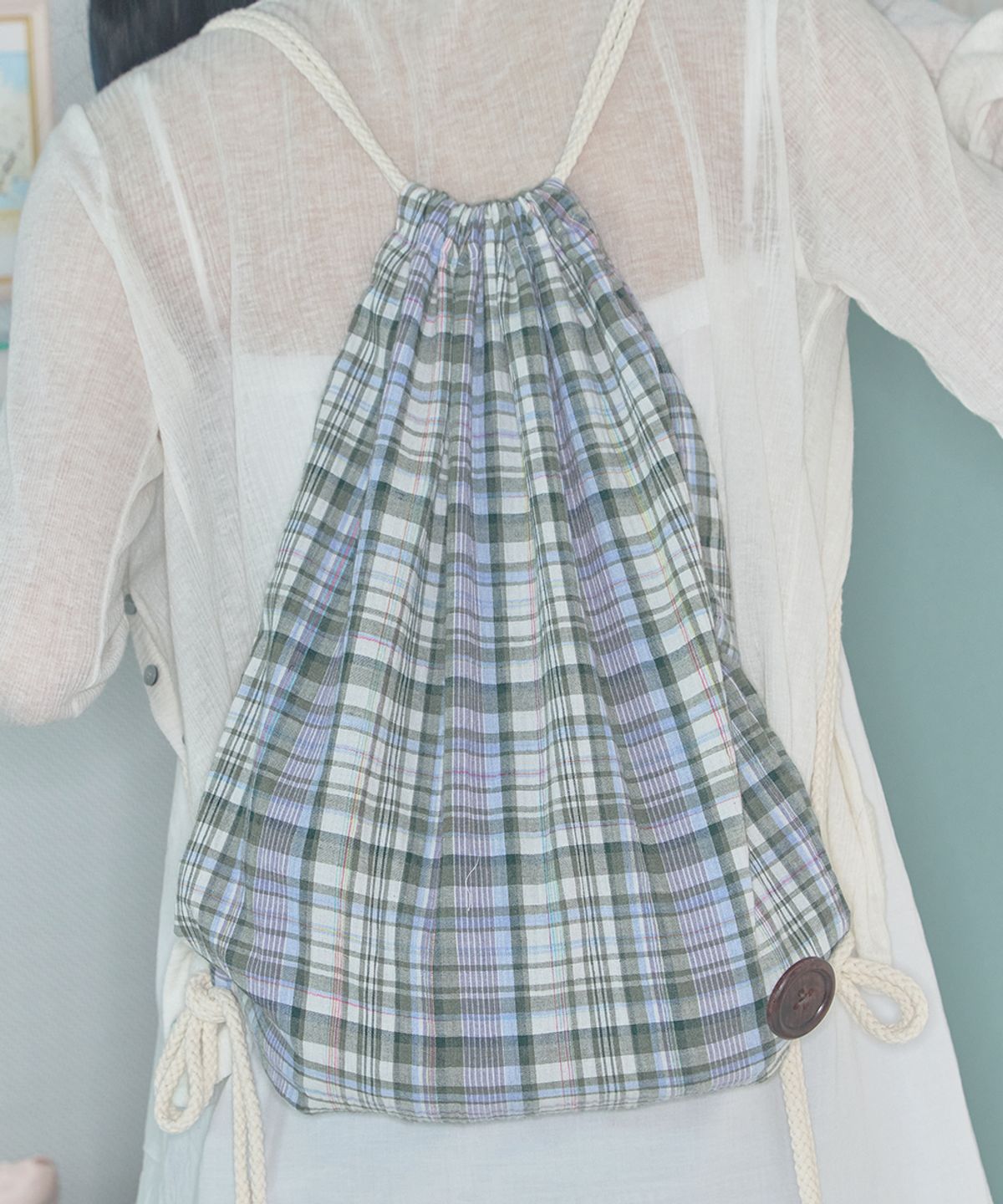 키이비(KIIBI) check pattern gym sack purple