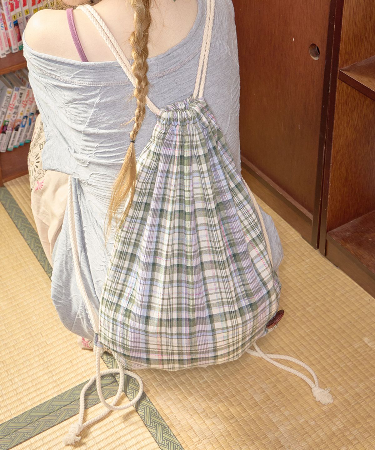 키이비(KIIBI) check pattern gym sack purple