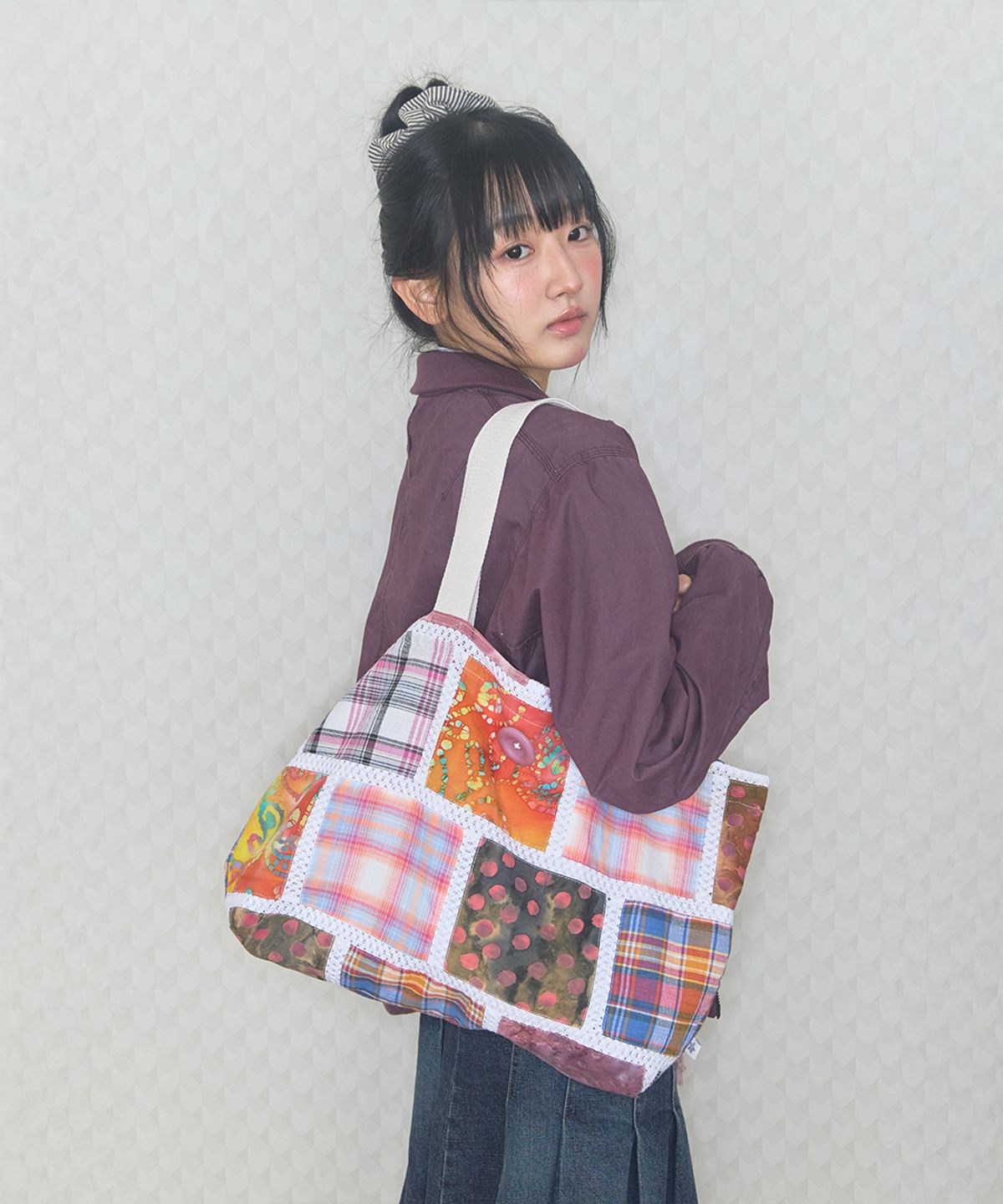 키이비(KIIBI) vintage patch shoulder bag purple