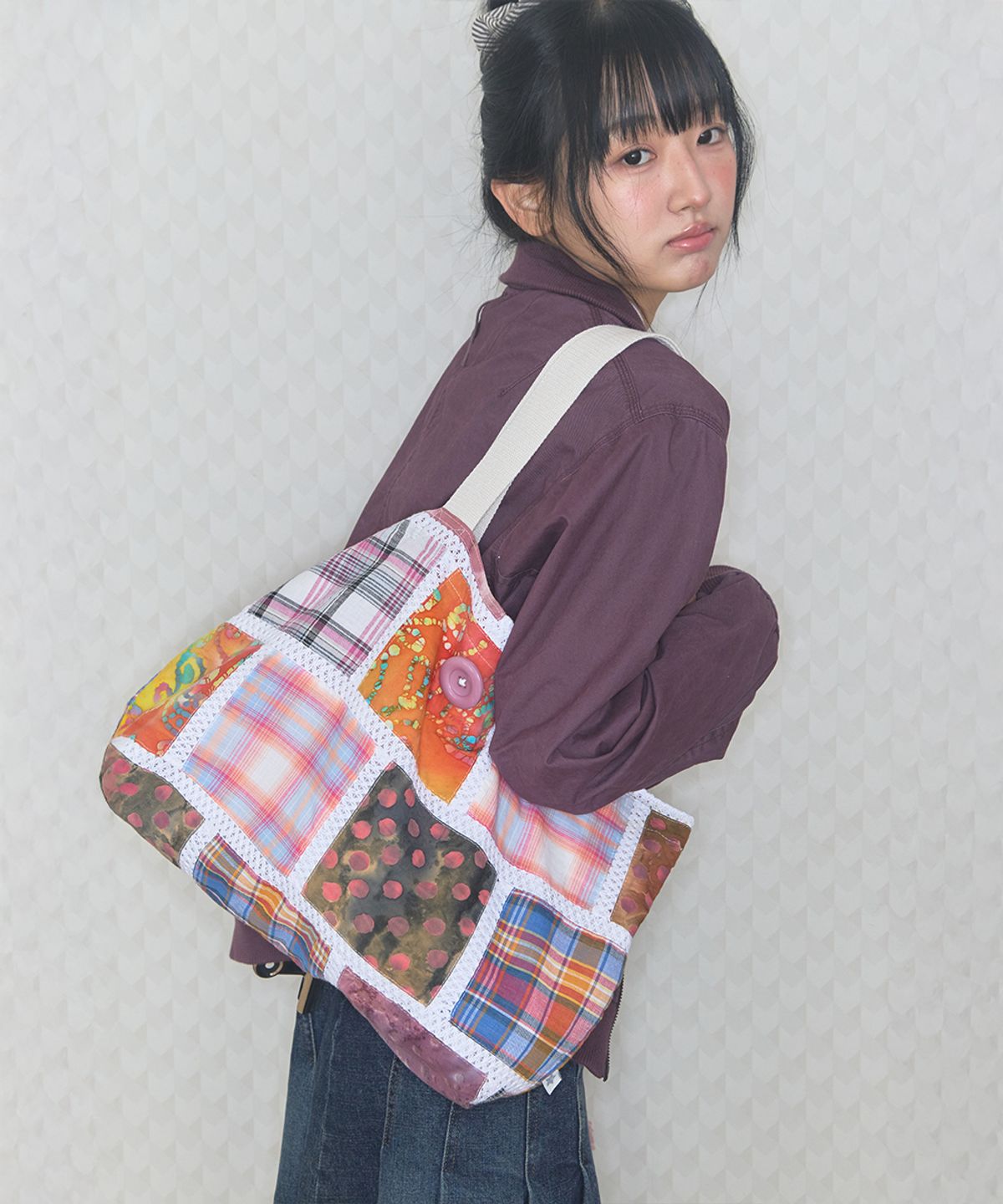 키이비(KIIBI) vintage patch shoulder bag purple