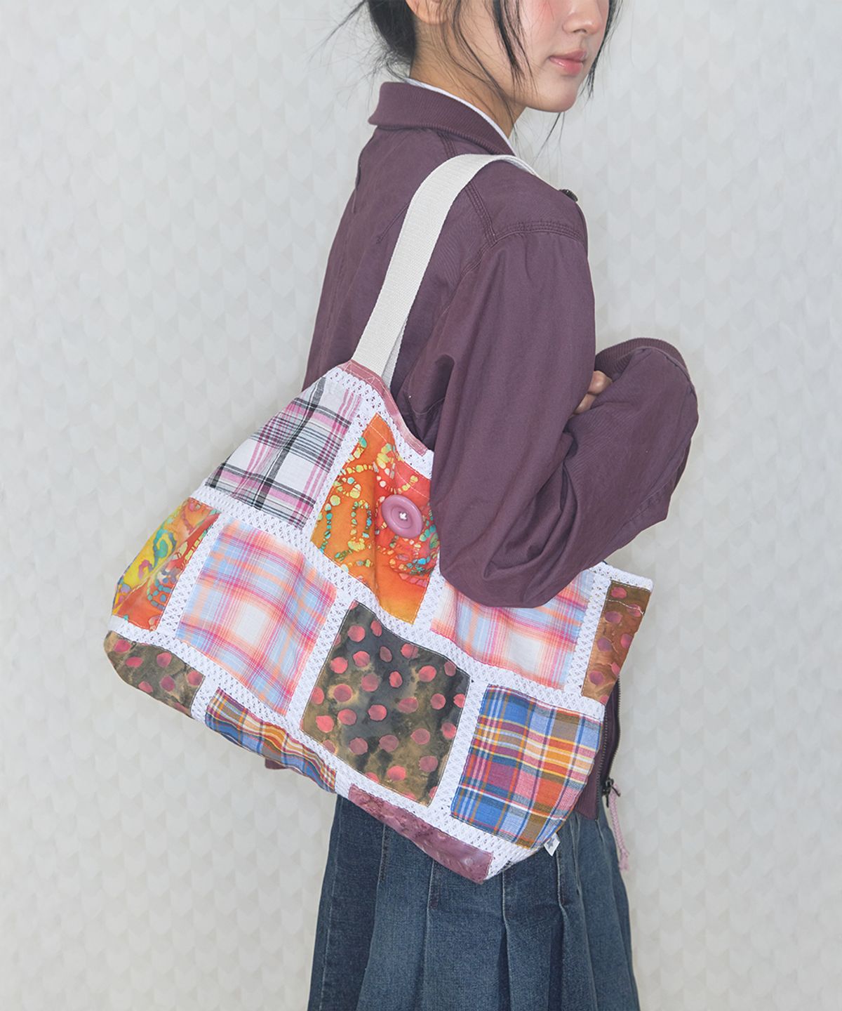 키이비(KIIBI) vintage patch shoulder bag purple
