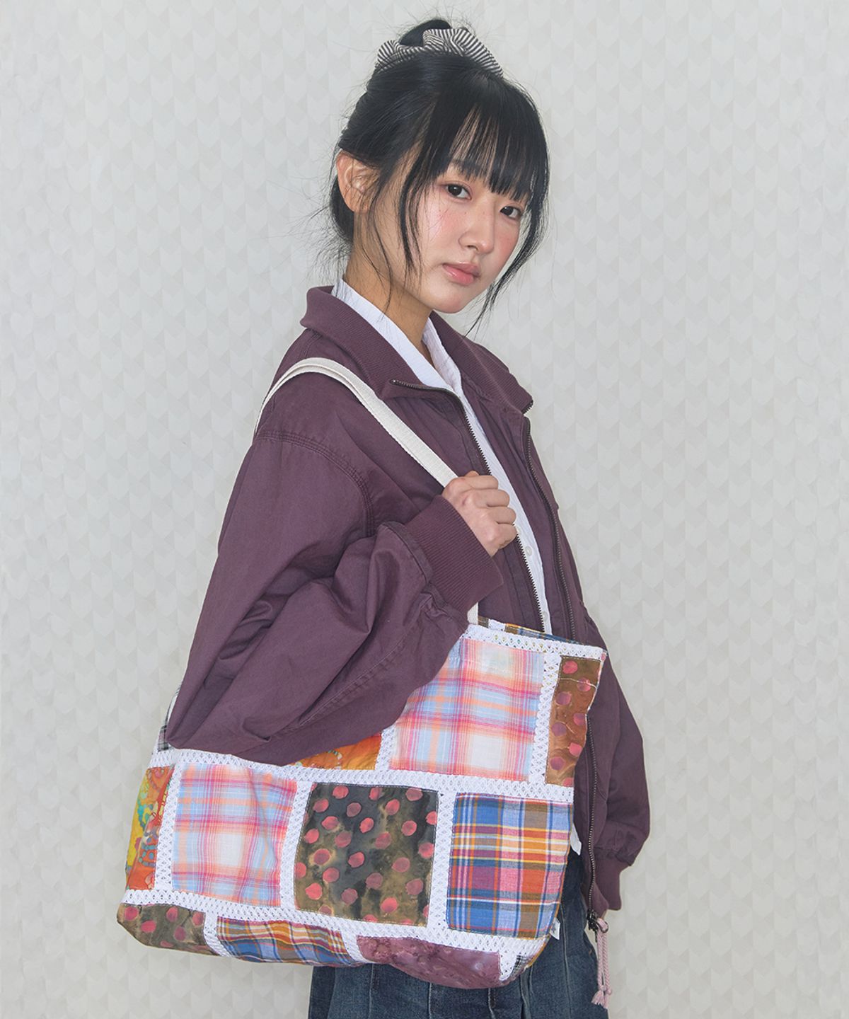 키이비(KIIBI) vintage patch shoulder bag purple