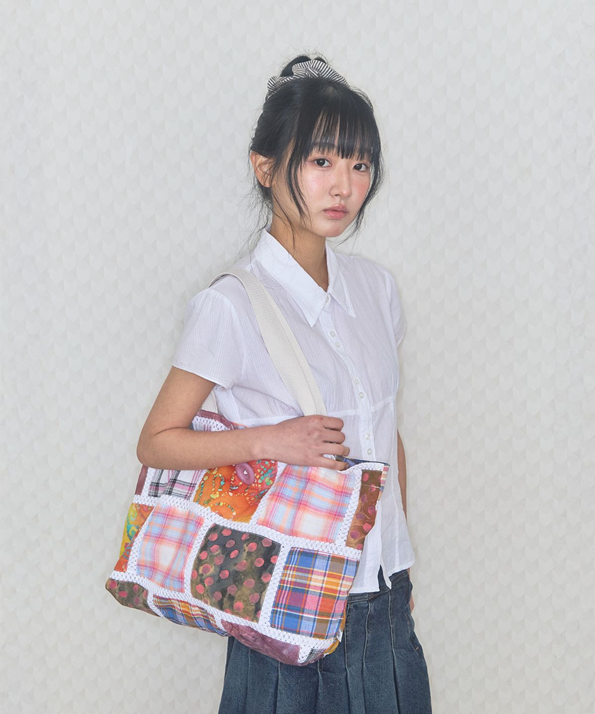 키이비(KIIBI) vintage patch shoulder bag purple