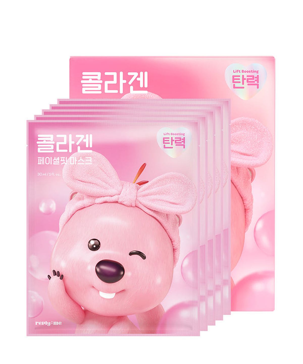 리플라이미(REPLYME) 리플라이미X잔망루피 콜라겐 페이셜핏 탄력 마스크팩 5매
