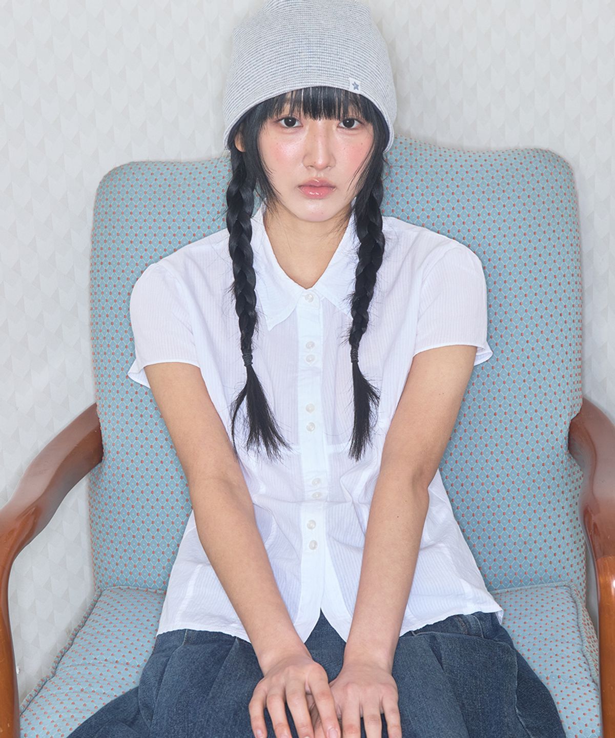 키이비(KIIBI) cozy stripe reversible beanie light grey
