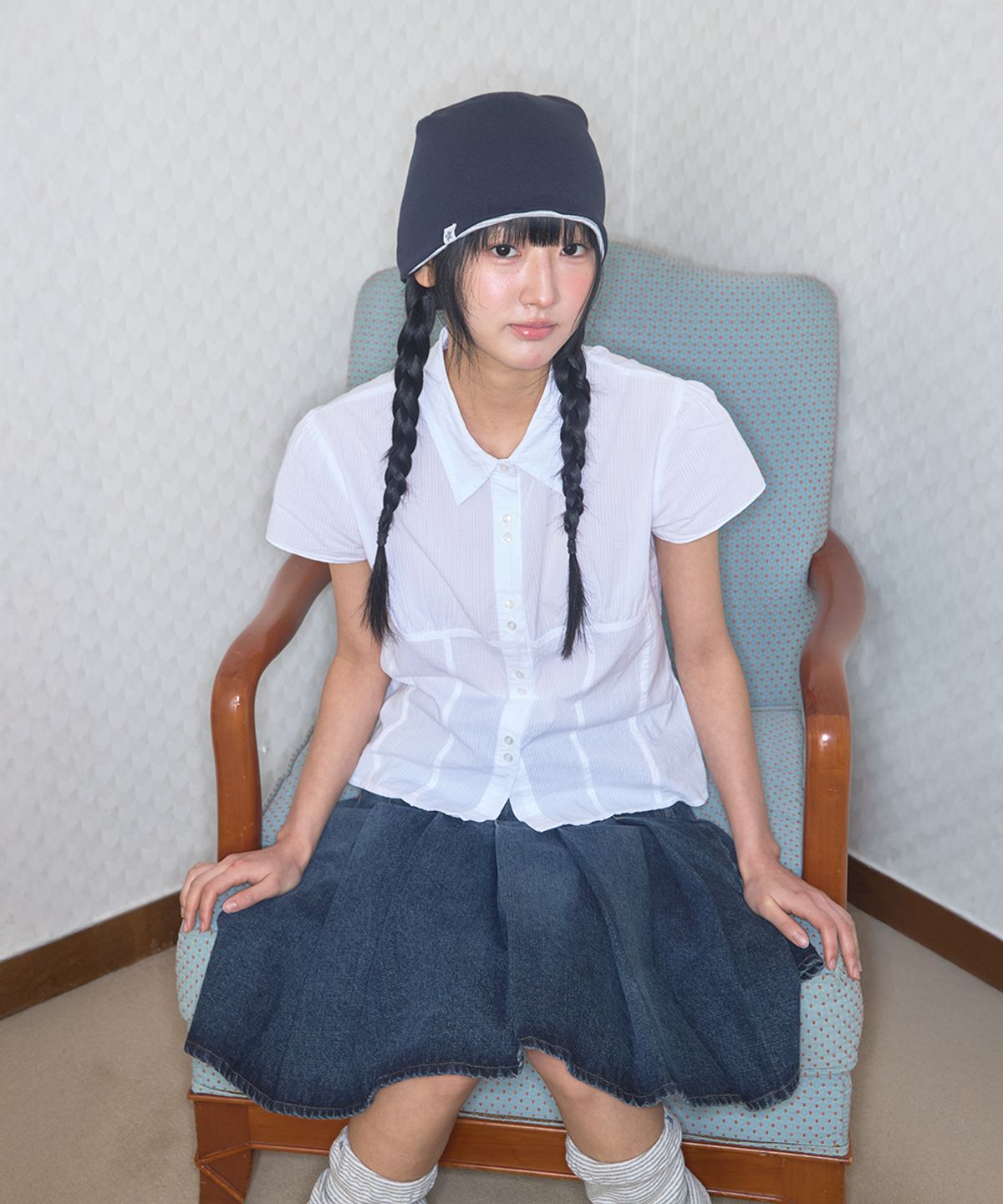 키이비(KIIBI) cozy stripe reversible beanie light grey