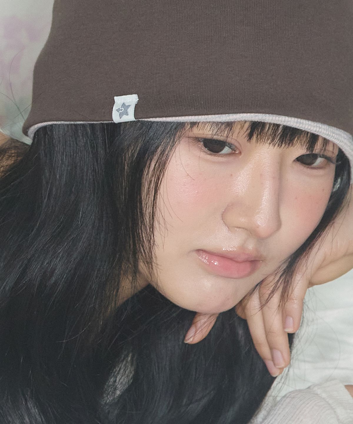 키이비(KIIBI) cozy stripe reversible beanie light pink