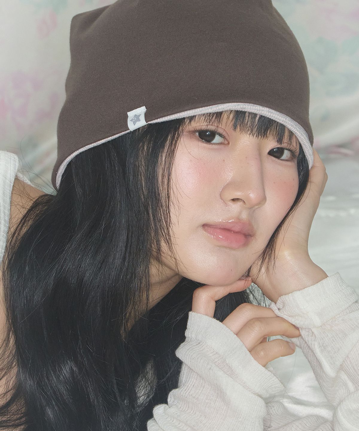 키이비(KIIBI) cozy stripe reversible beanie light pink