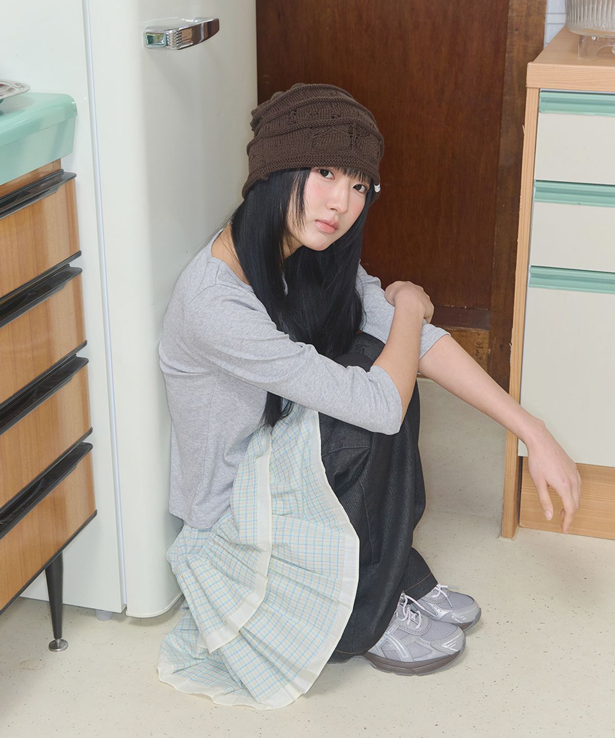 키이비(KIIBI) nostalgic knit beanie dark brown