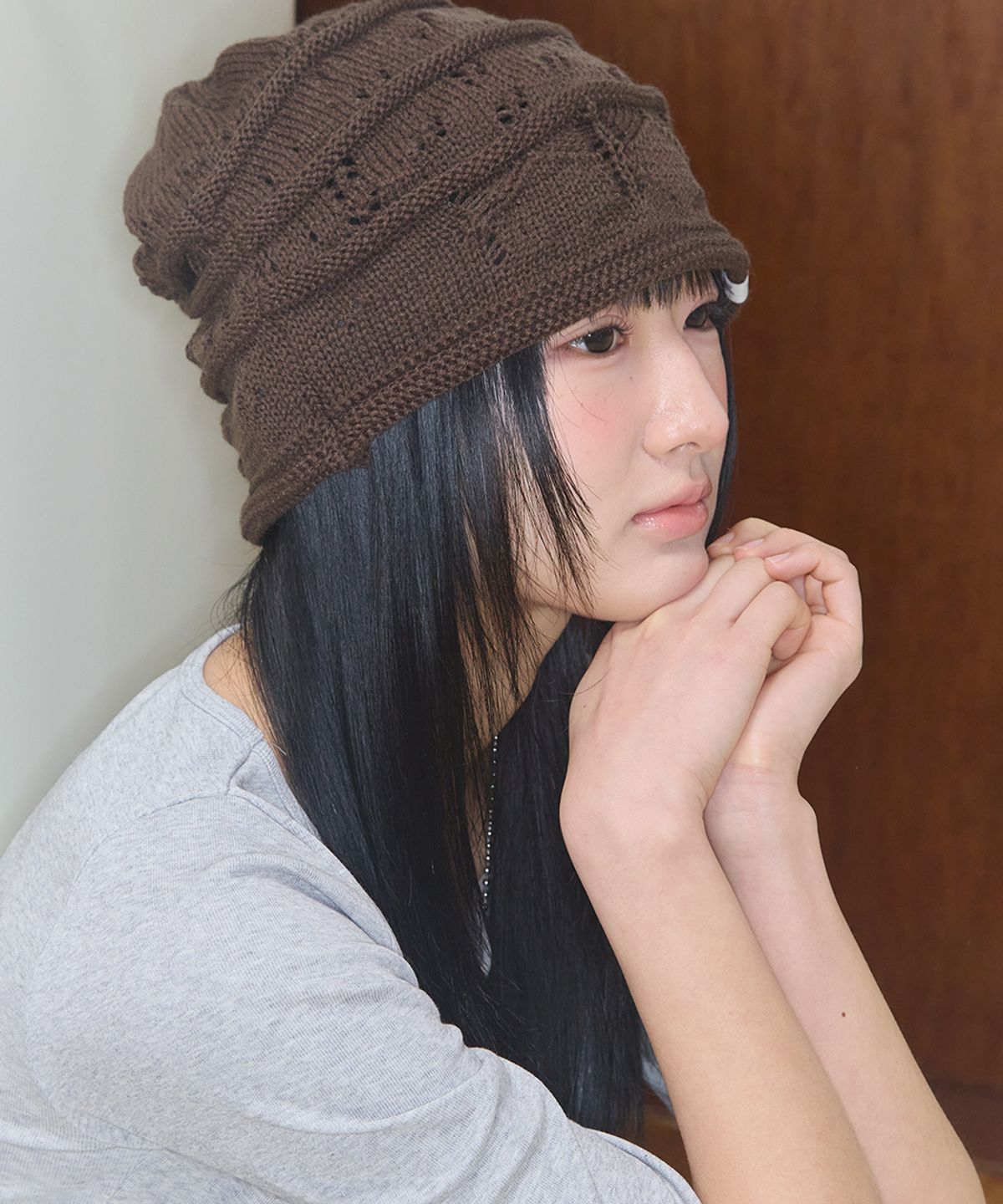 키이비(KIIBI) nostalgic knit beanie dark brown