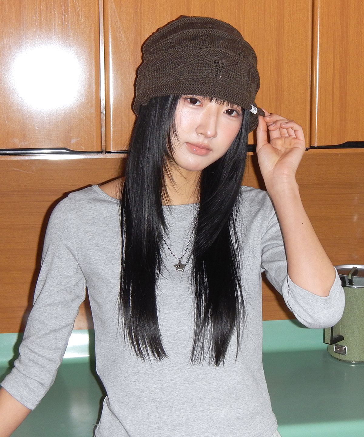 키이비(KIIBI) nostalgic knit beanie dark brown