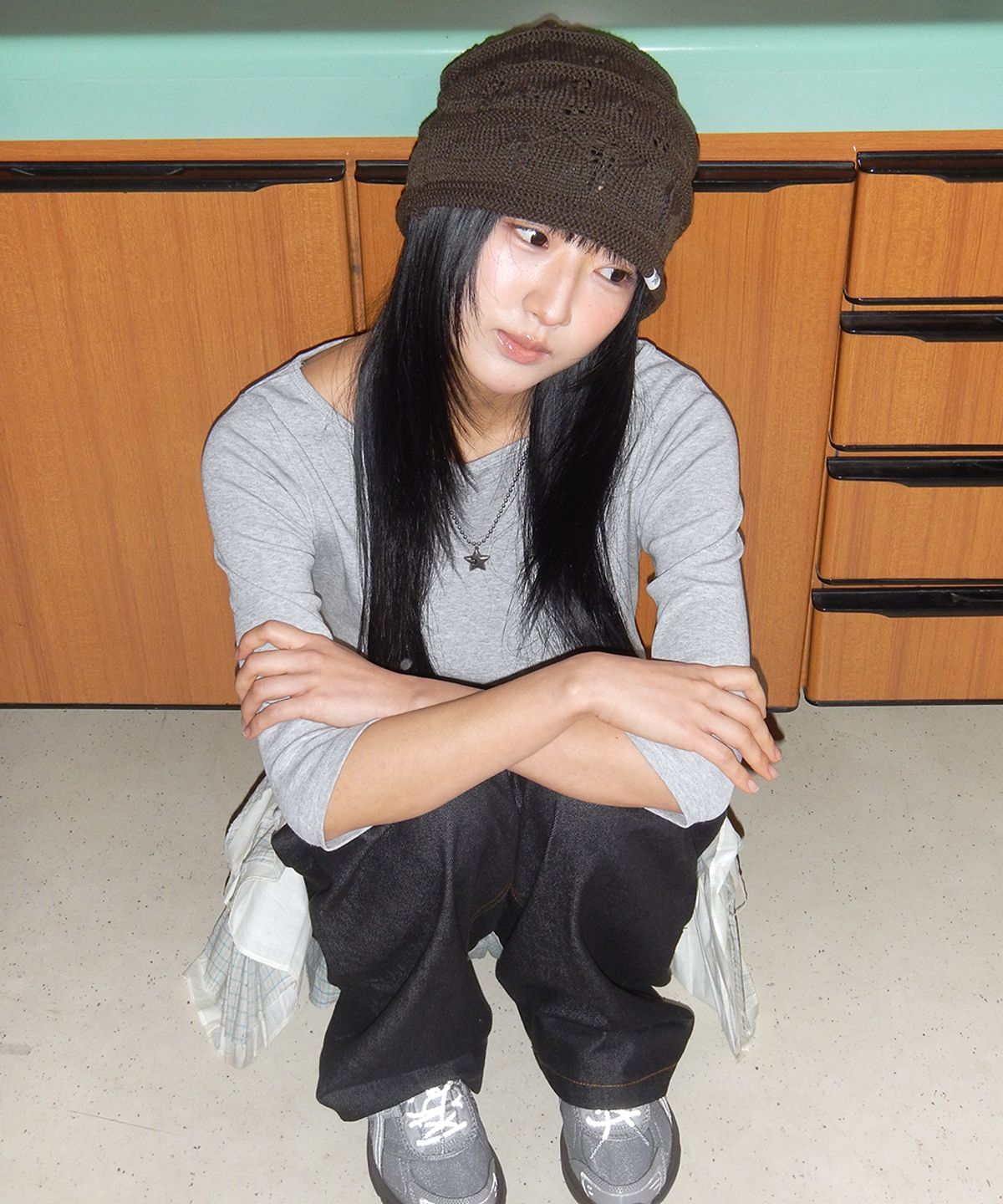 키이비(KIIBI) nostalgic knit beanie dark brown