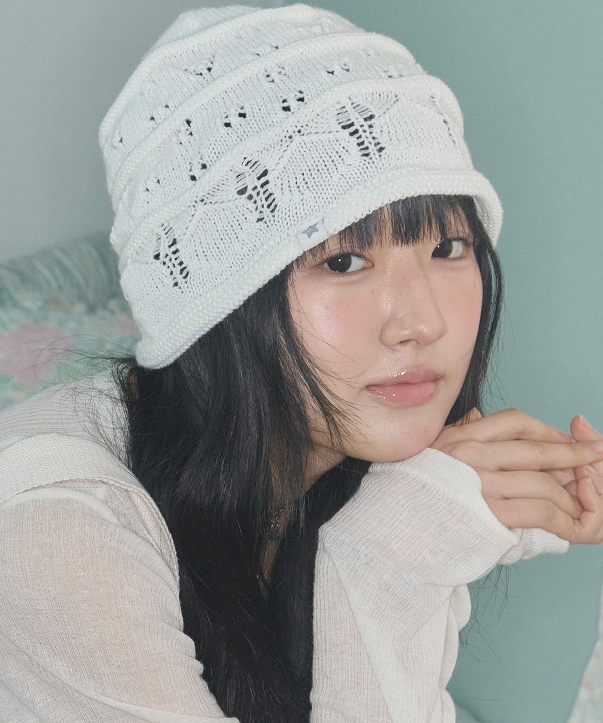 키이비(KIIBI) nostalgic knit beanie white