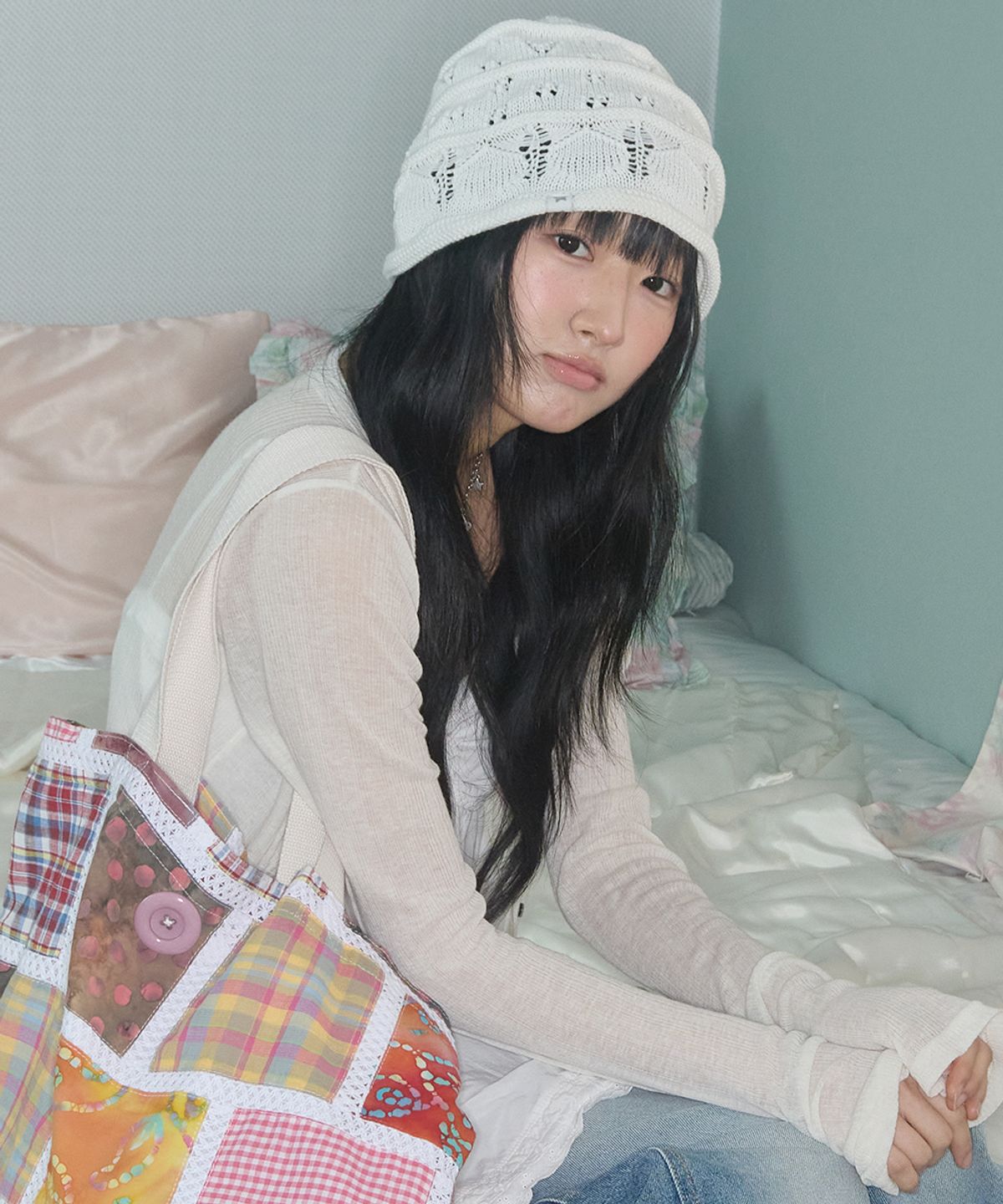 키이비(KIIBI) nostalgic knit beanie white