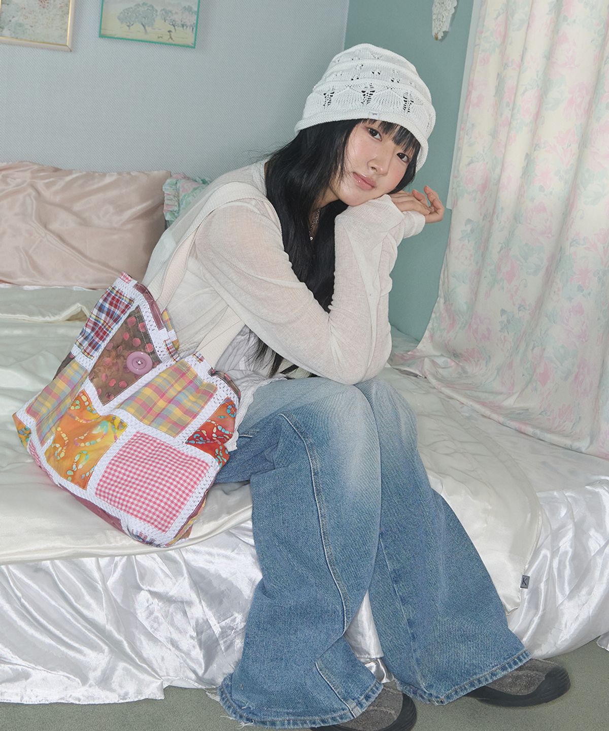 키이비(KIIBI) nostalgic knit beanie white