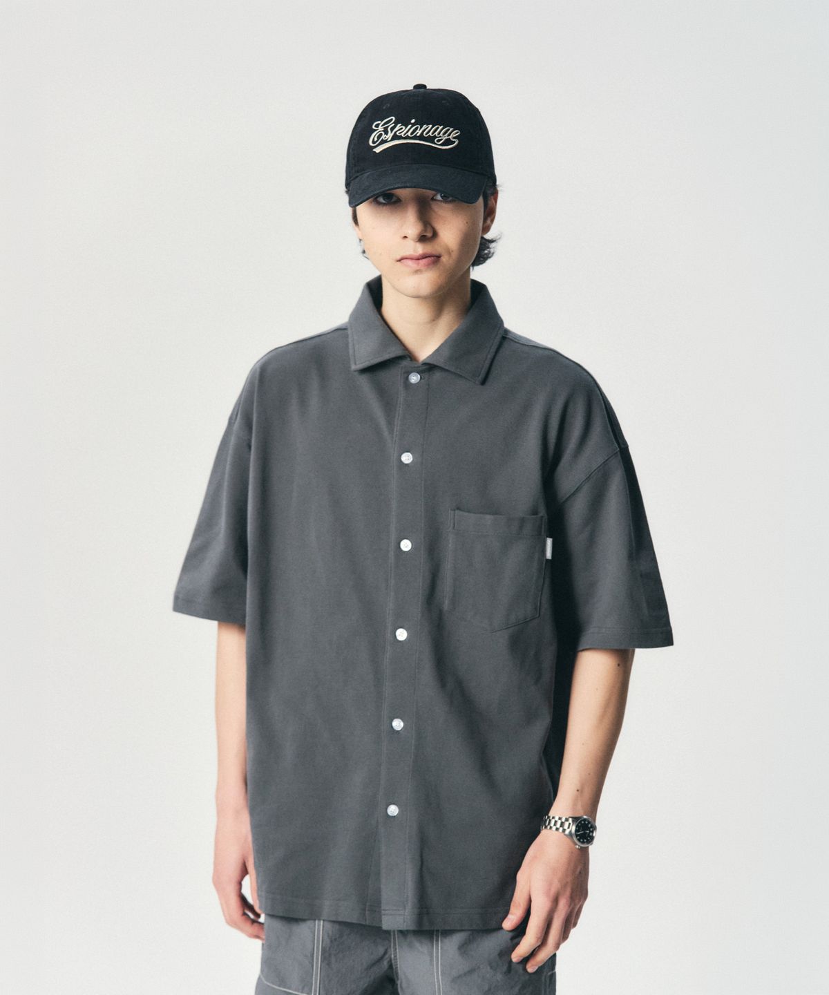 에스피오나지(ESPIONAGE) Script Logo Vintage Cap Black