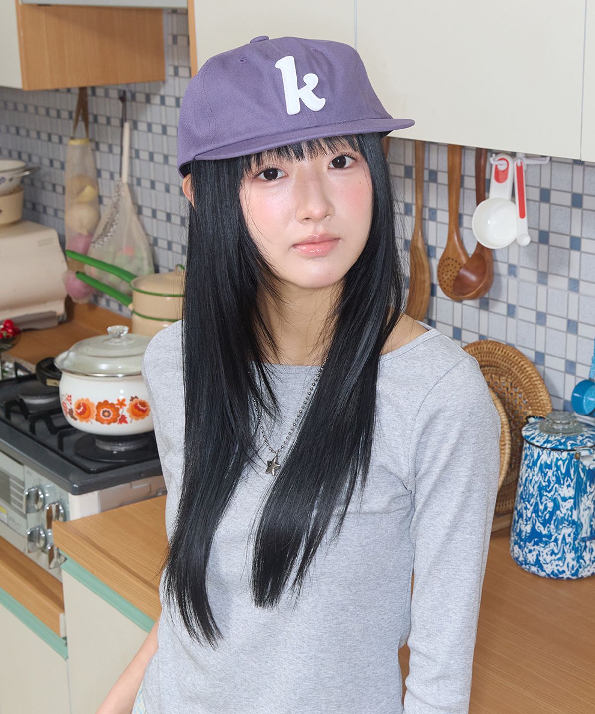 키이비(KIIBI) k-logo applique cap purple