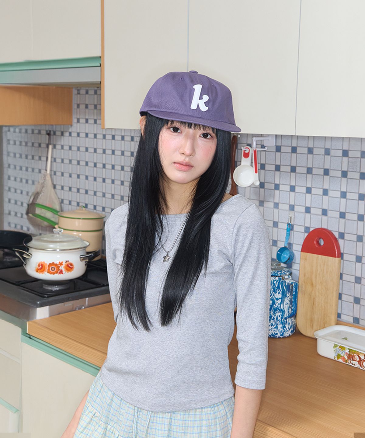 키이비(KIIBI) k-logo applique cap purple