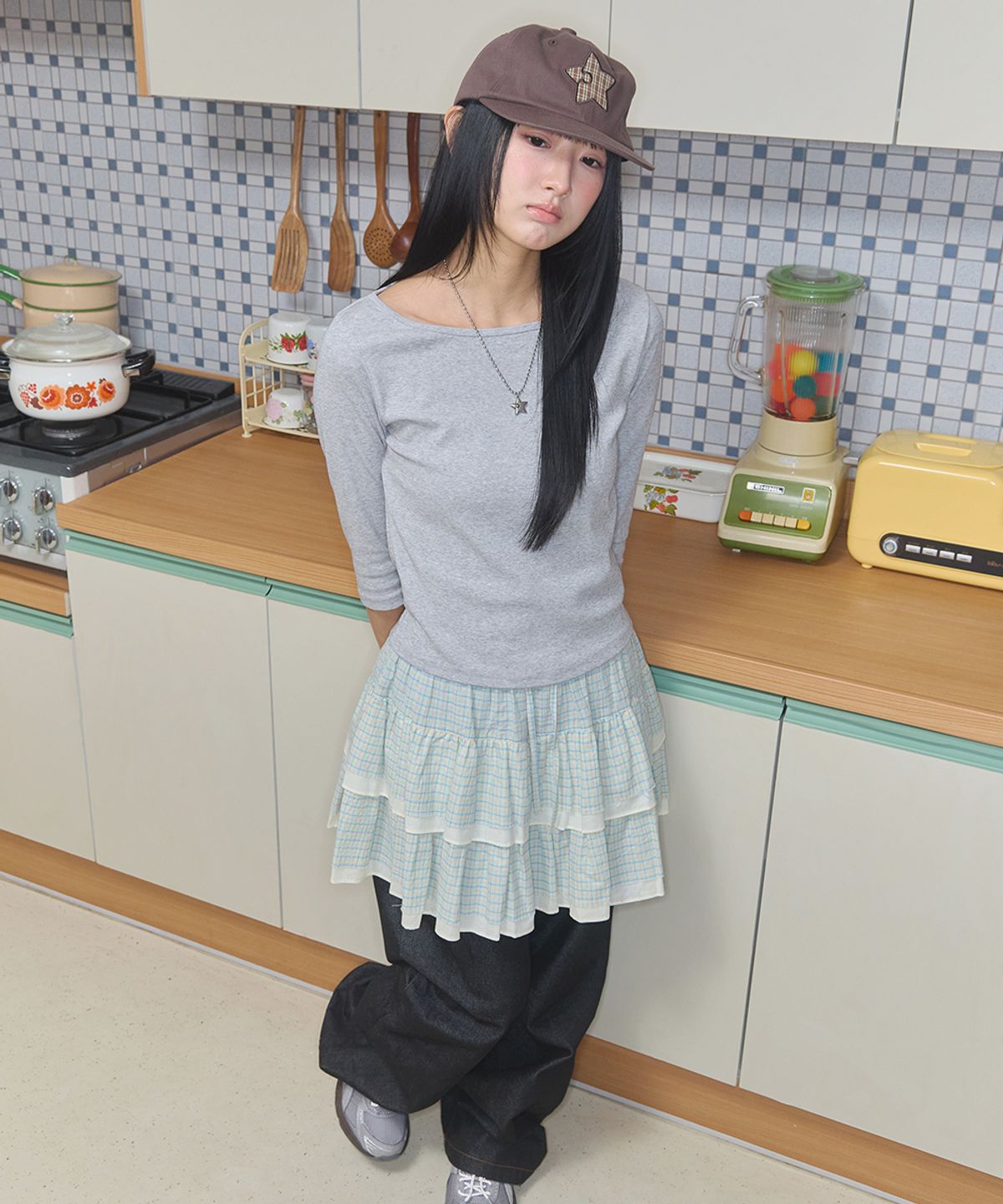 키이비(KIIBI) star symbol patch cap brown